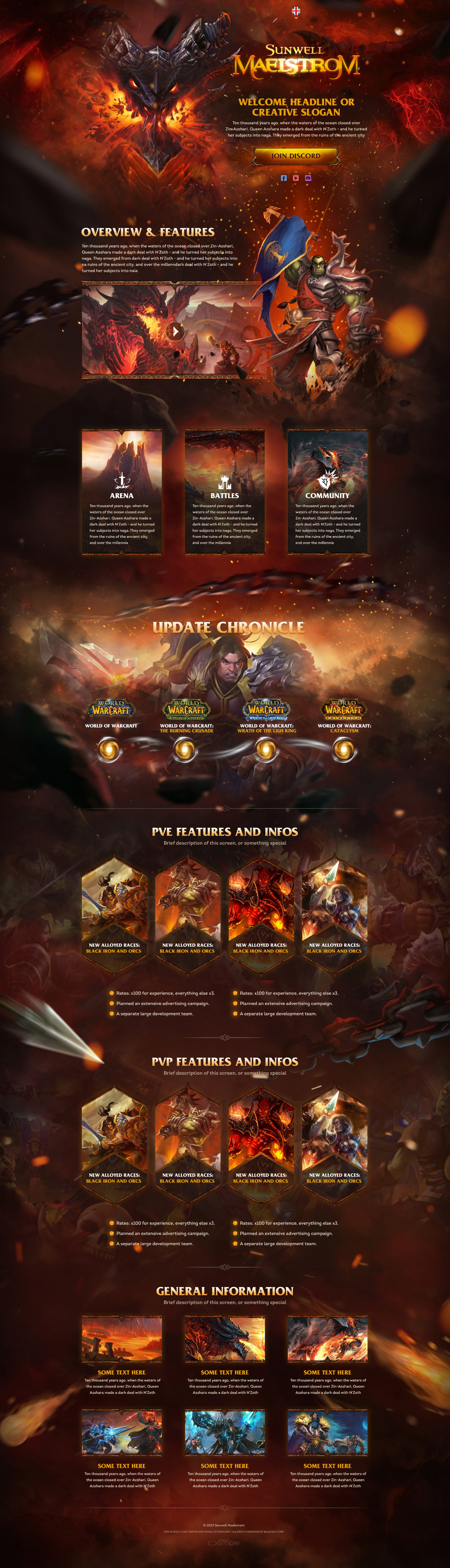 Landing page for World of Warcraft private game server · 8 — Дизайн сайта