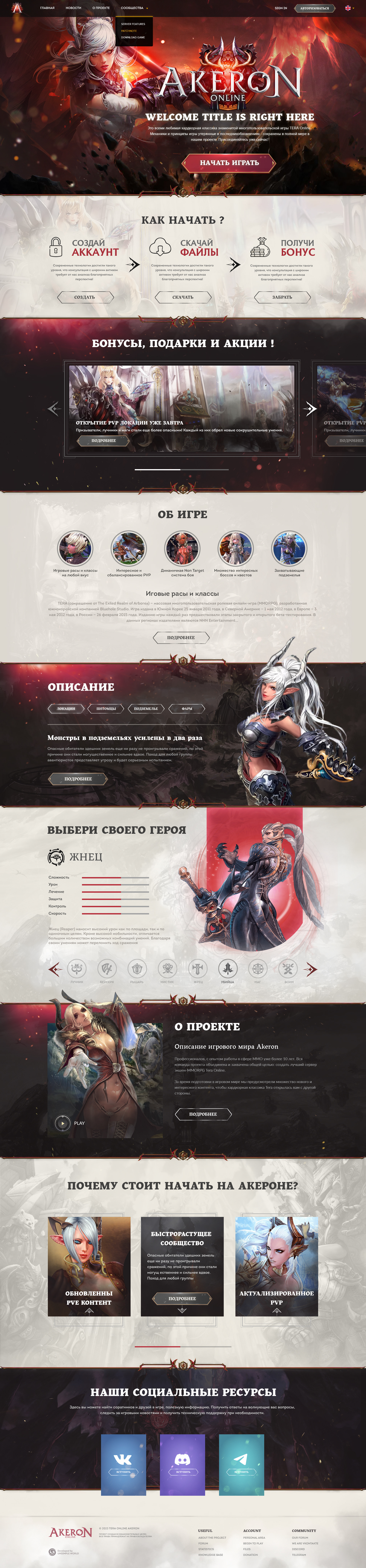 Landing page creation for MMORPG game project · 28 — Дизайн сайта