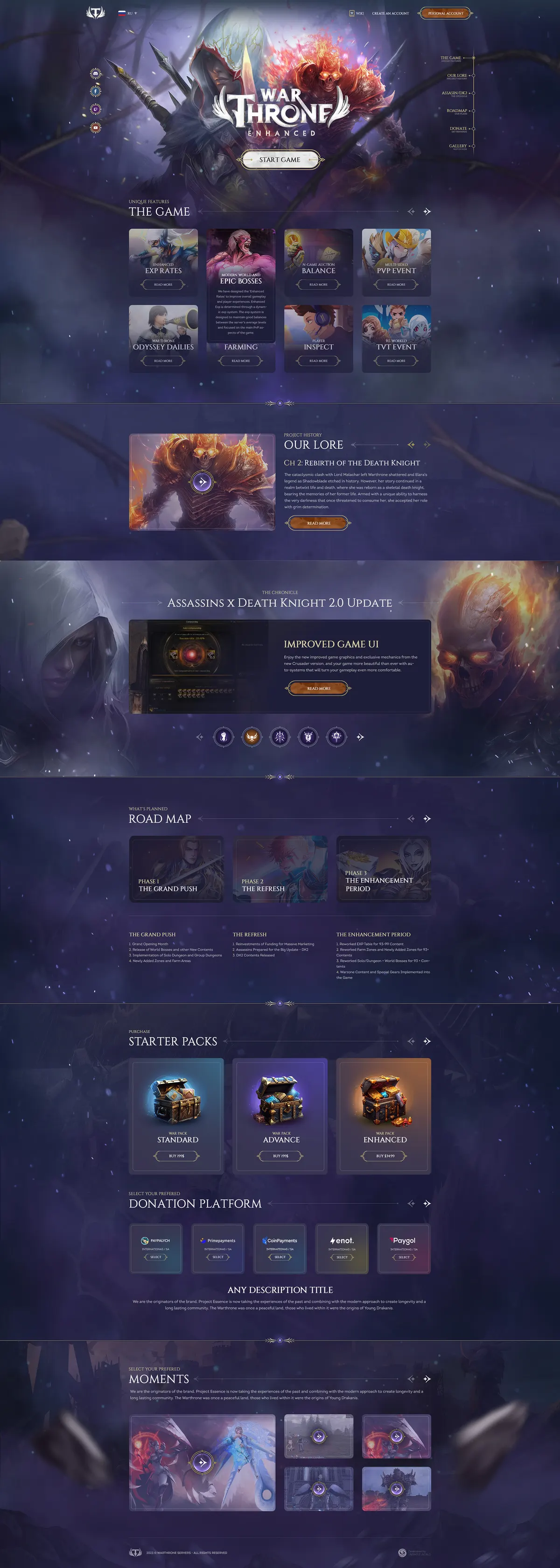 Landing page creation for MMORPG game project · 34 — Сайты