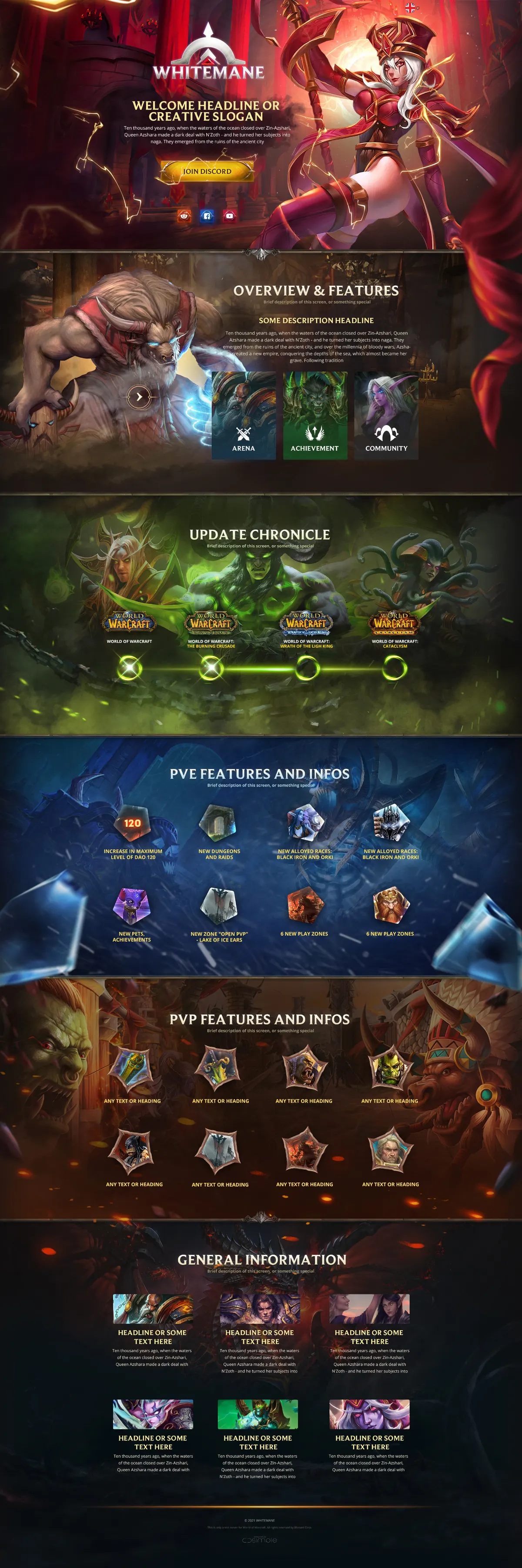 Landing page for World of Warcraft private server · 22 — Сайты