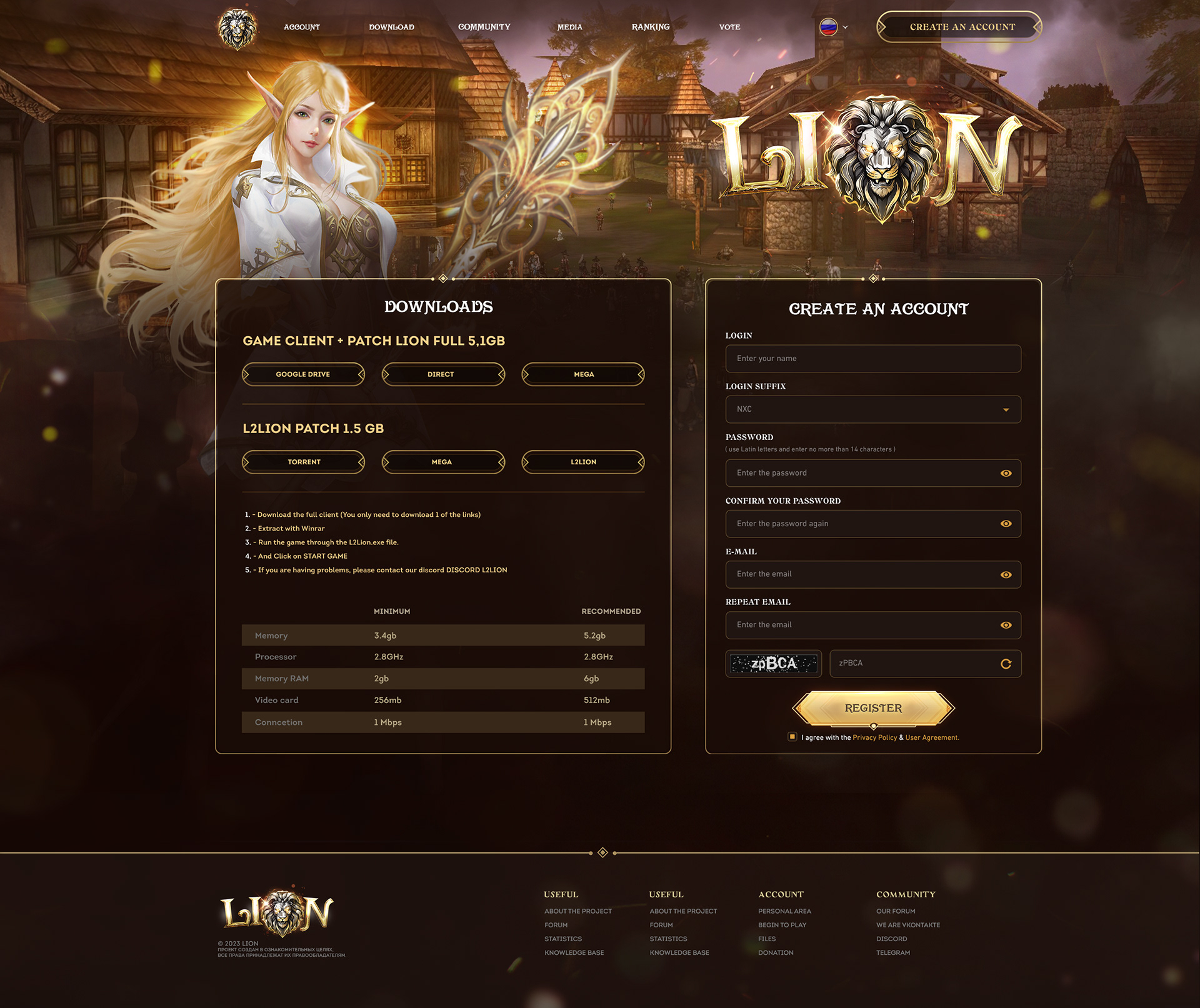 Landing page creation for Lineage 2 game project · 19 — экран 2