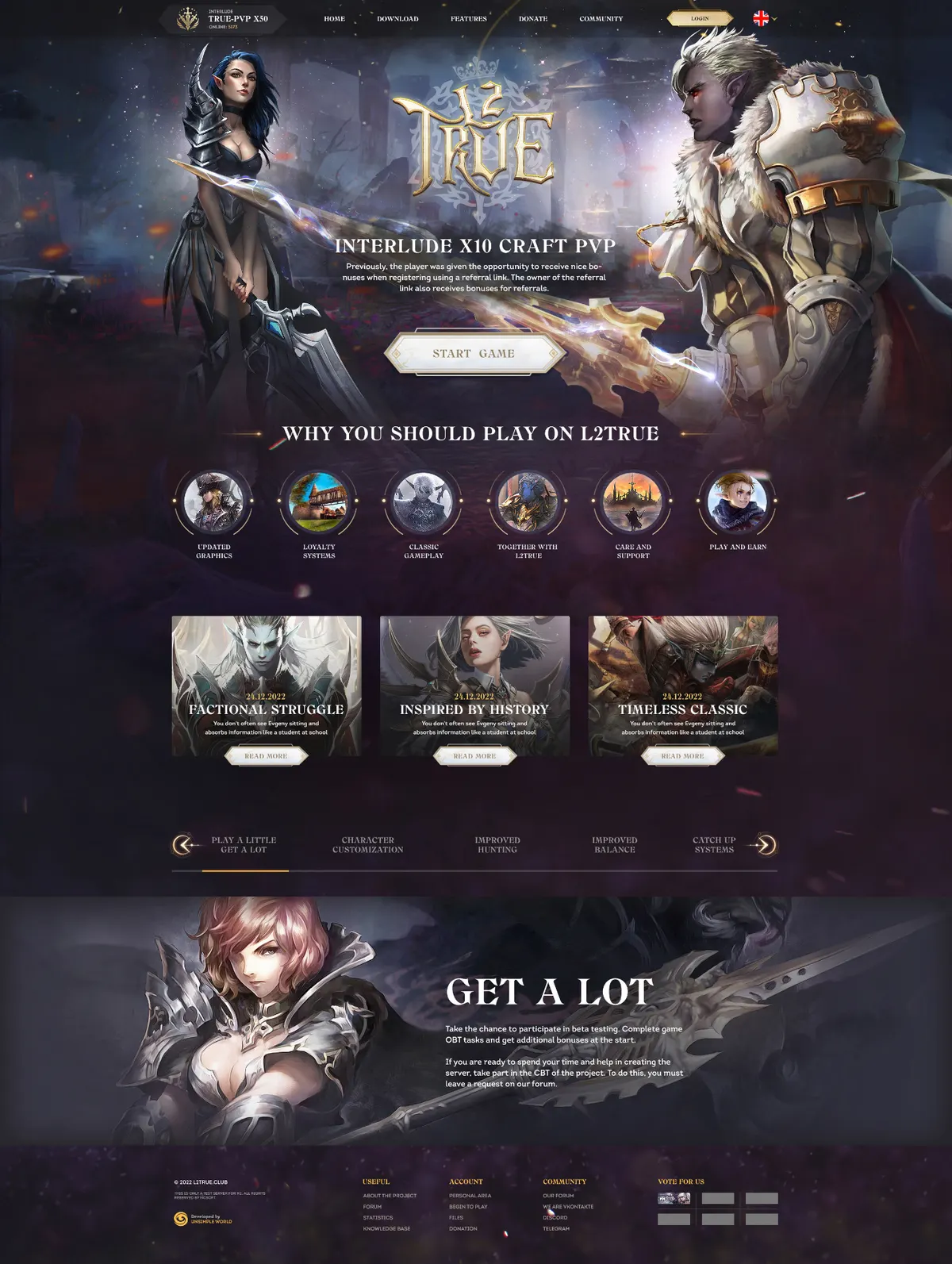 Website creation for Lineage 2 private project | L2True · 13 — Сайты