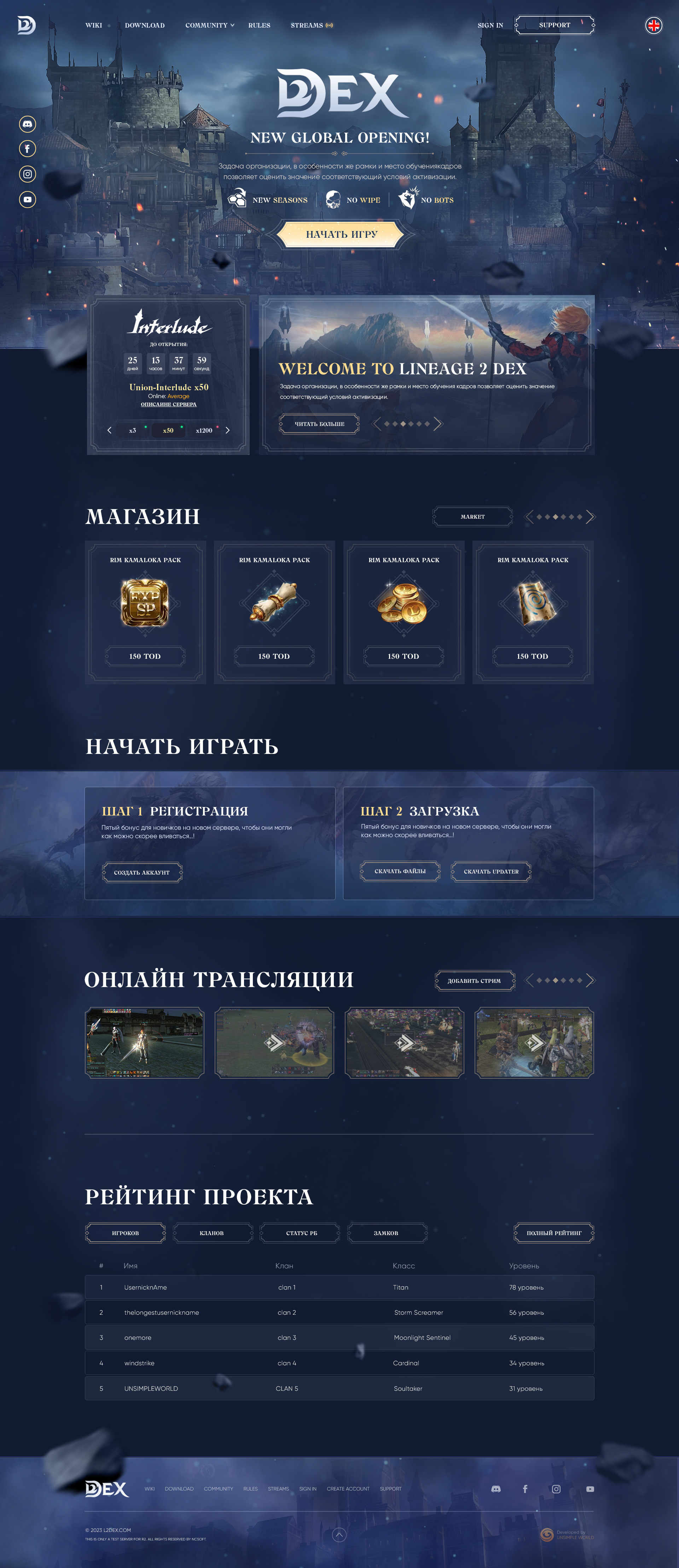 Landing page creation for MMORPG game project · 26 — Дизайн сайта